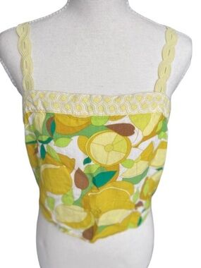 Lemon Rose + Olive Resort Small Crop Top Tank Boho Fruit Beach Linen Look